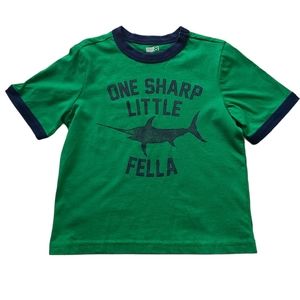 NWT Crazy 8 Fish Green Navy Ringer Cotton Tee
